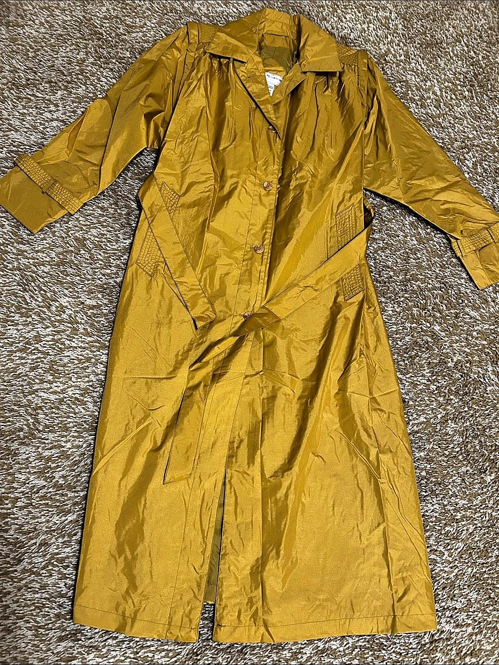 Maggie Lawrence Collection Women's Nylon Trench Coat in Yellow Size 10 Like New